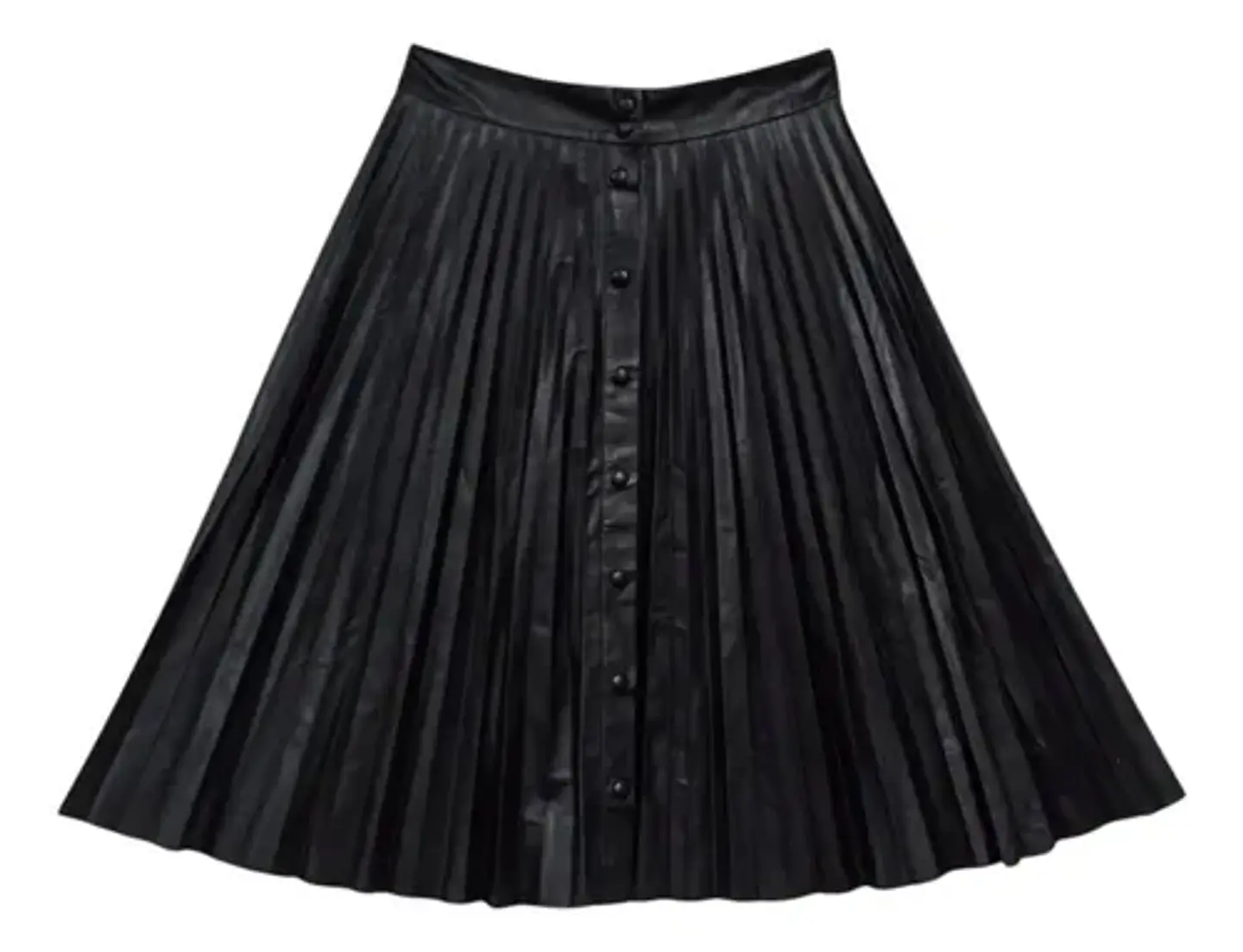 Falda Midi Plisada Orsay De Eco Cuero Negra Talla S 4