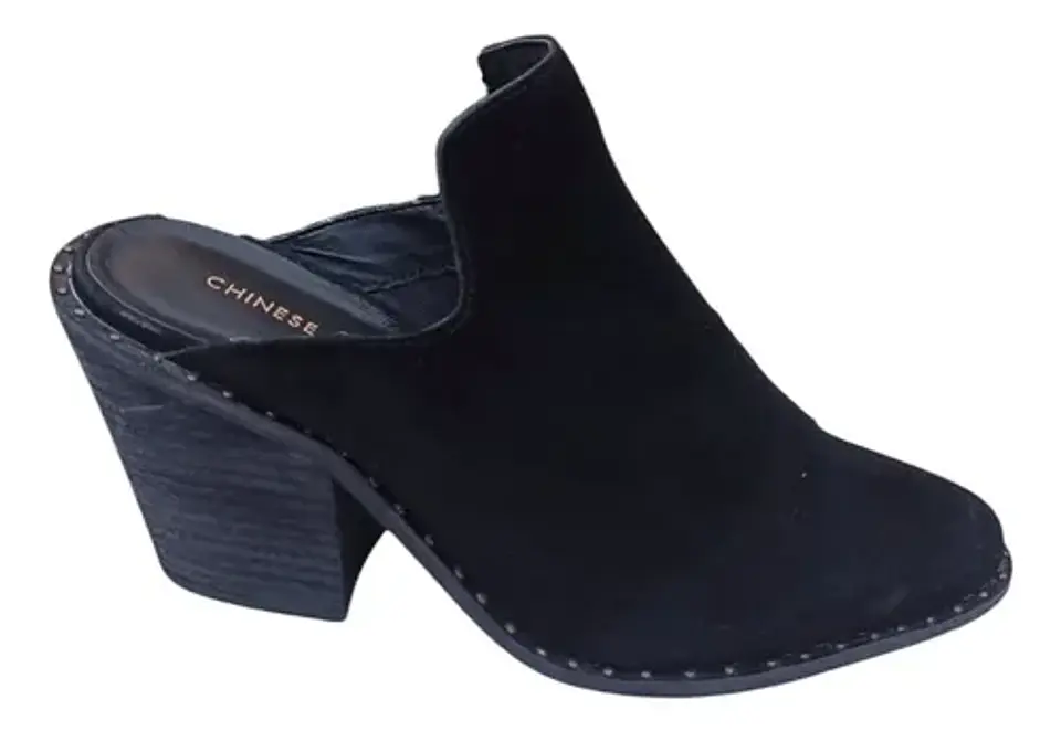 Zapato Mule Importado Chinese Laundry Gamuza Negro Talla 38 2