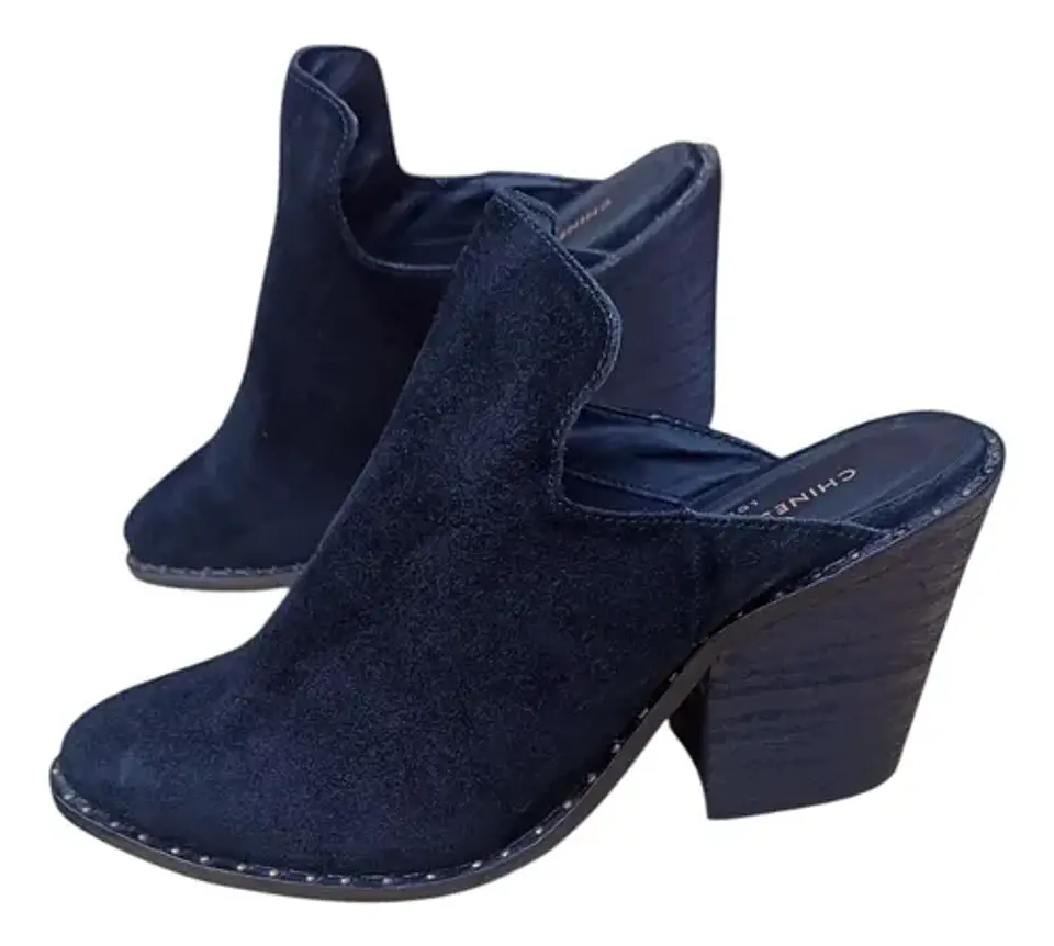 Zapato Mule Importado Chinese Laundry Gamuza Negro Talla 38 4
