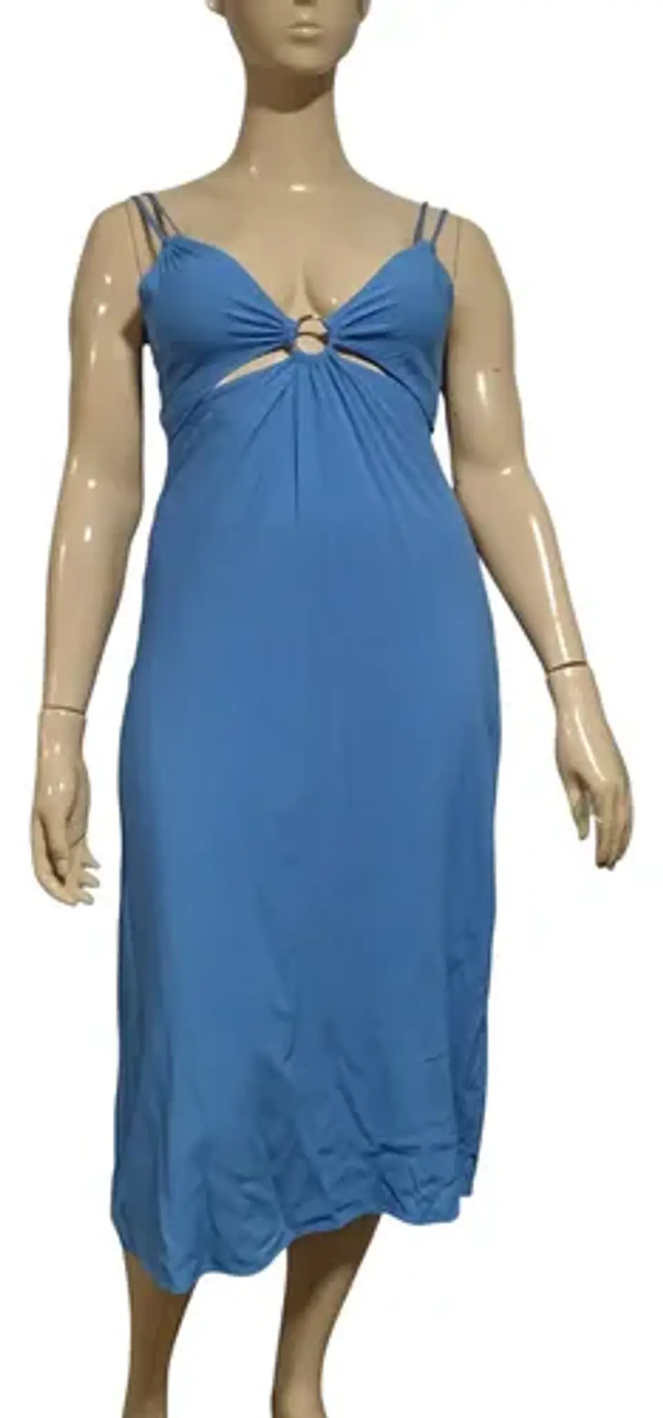 Vestido Solero Midi Con Aberturas Y Argolla Central Talla Xl 2