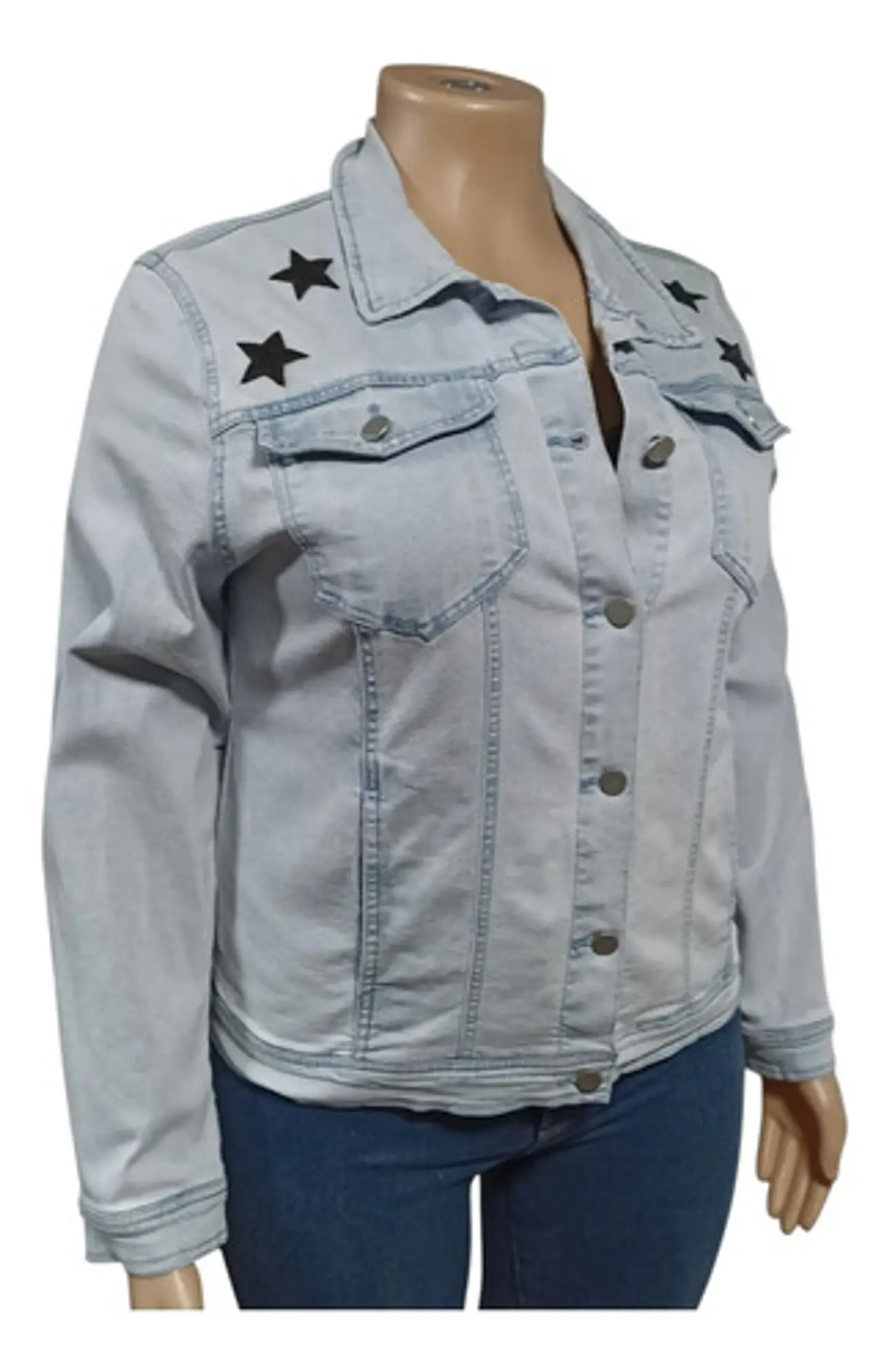 Chaqueta De Mezclilla Con Alas Y Corazon De Lentejuelas Xl 3