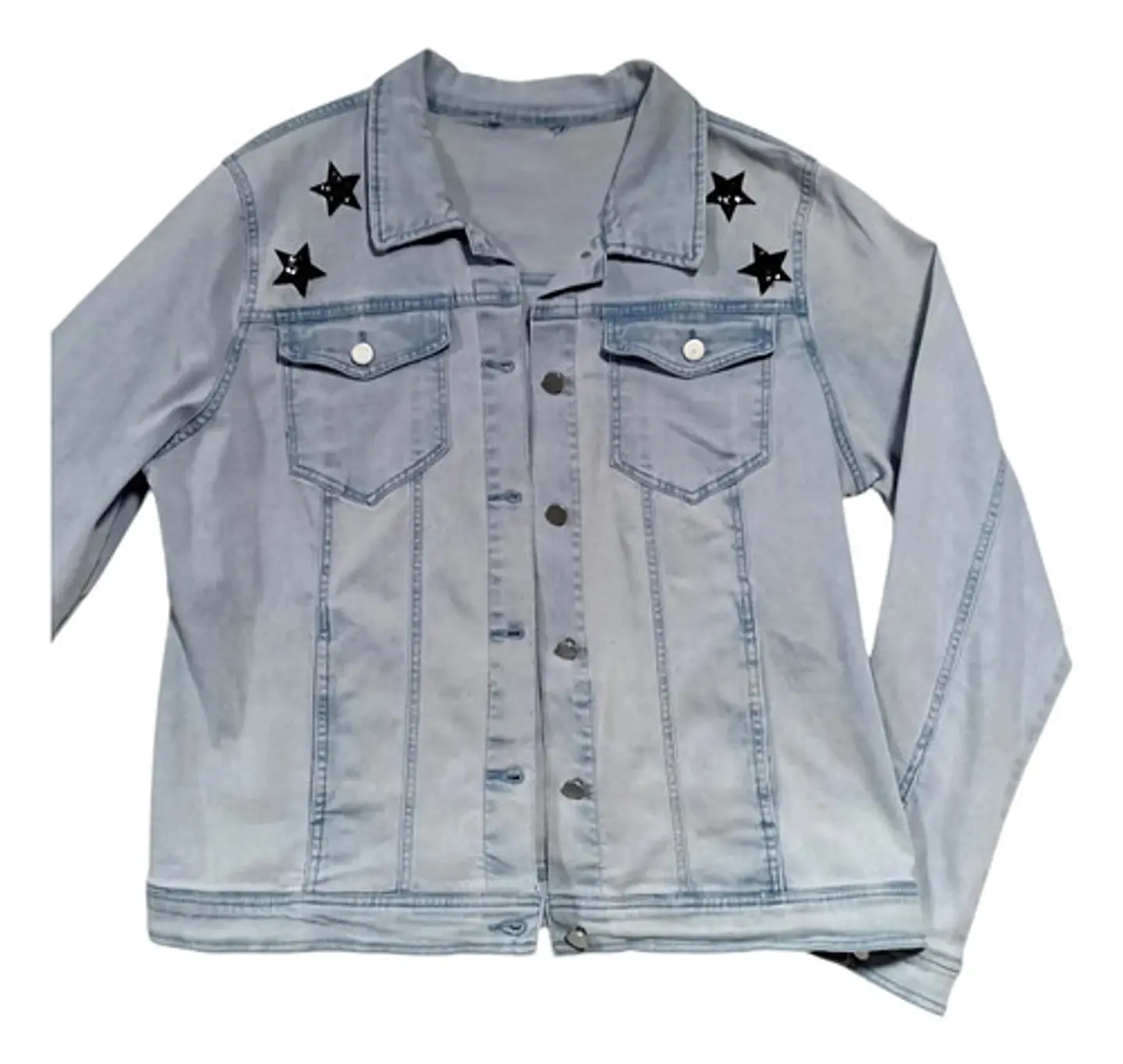 Chaqueta De Mezclilla Con Alas Y Corazon De Lentejuelas Xl 5