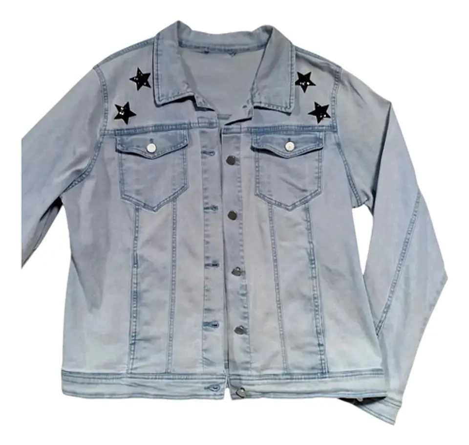Chaqueta De Mezclilla Con Alas Y Corazon De Lentejuelas Xl 5