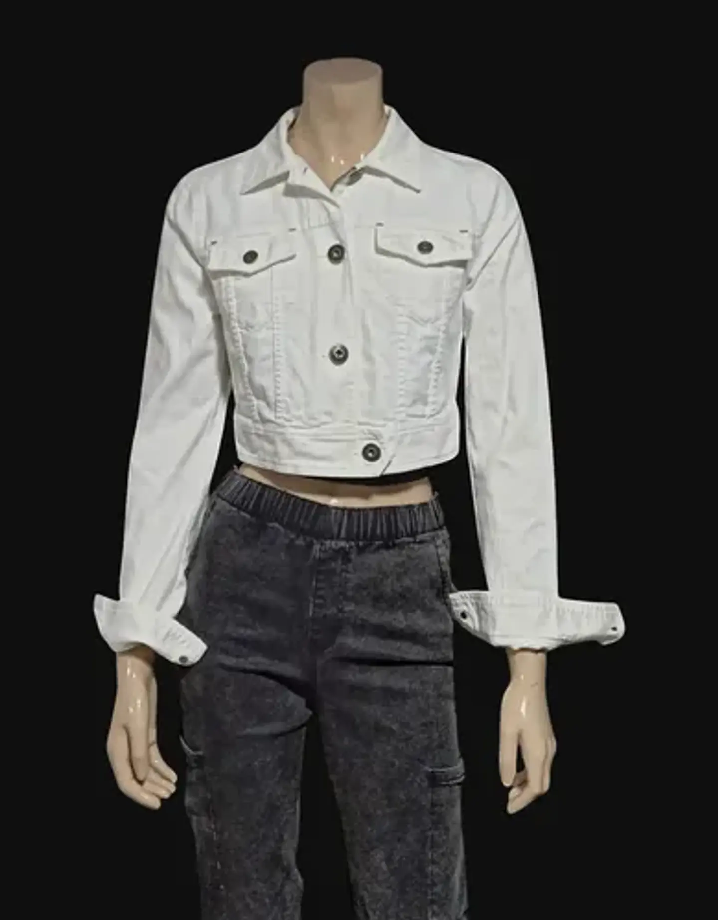 Chaqueta Mezclilla Blanca Cropped Importada Theory Talla S 2