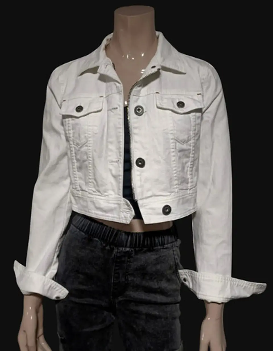Chaqueta Mezclilla Blanca Cropped Importada Theory Talla S 3