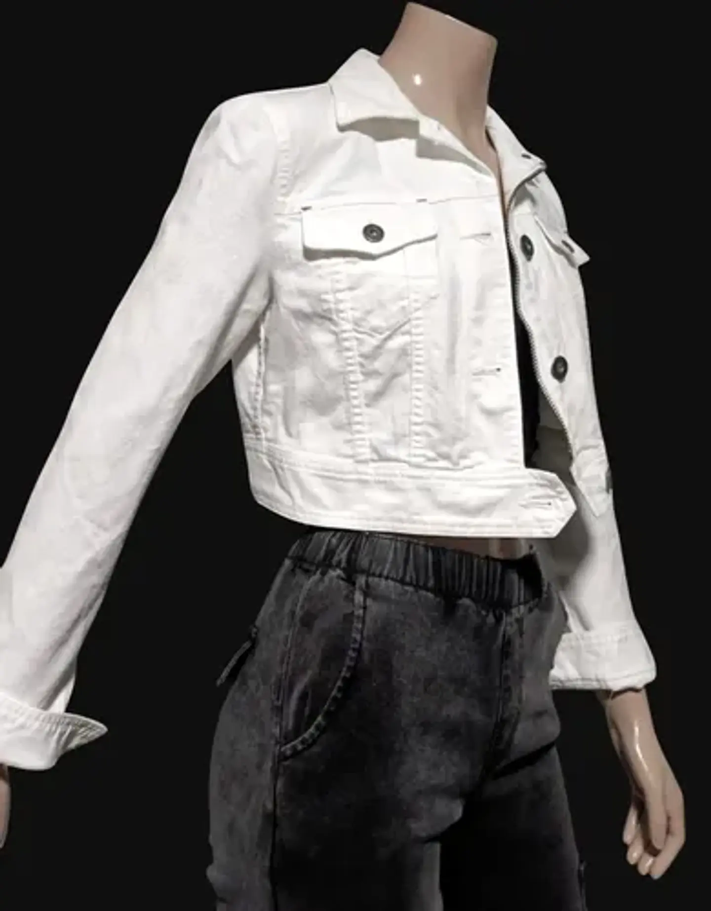 Chaqueta Mezclilla Blanca Cropped Importada Theory Talla S 4