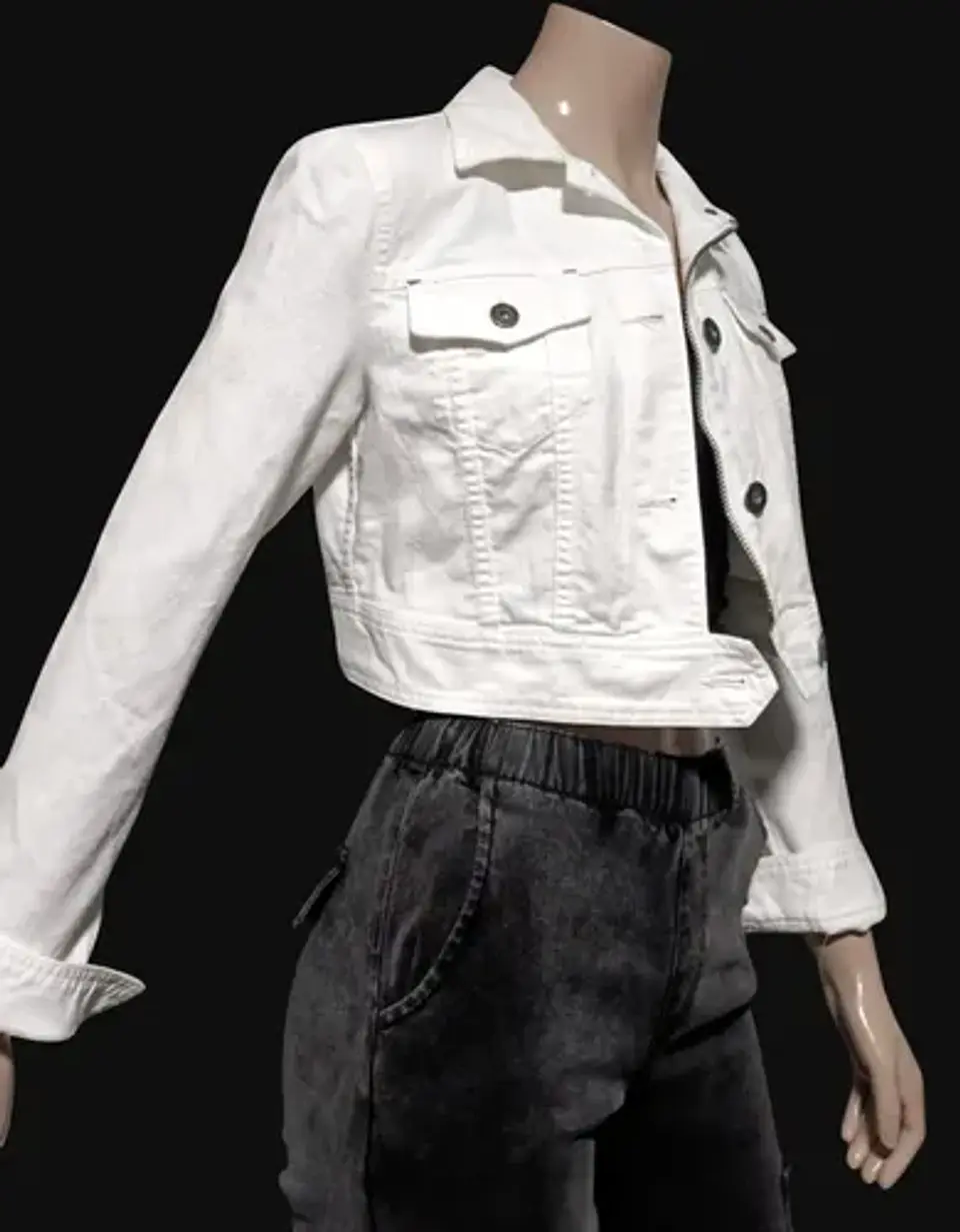 Chaqueta Mezclilla Blanca Cropped Importada Theory Talla S 4