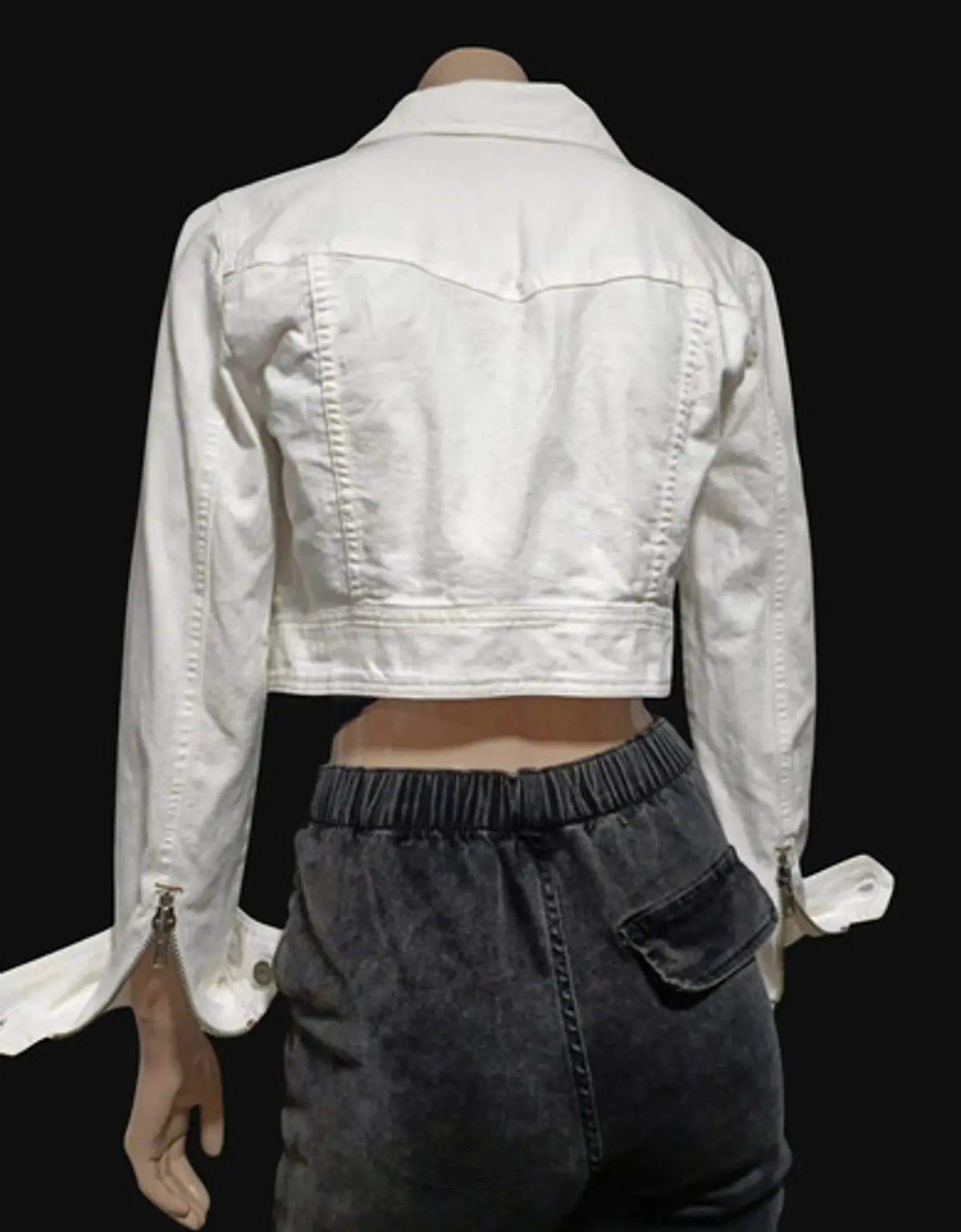 Chaqueta Mezclilla Blanca Cropped Importada Theory Talla S 5