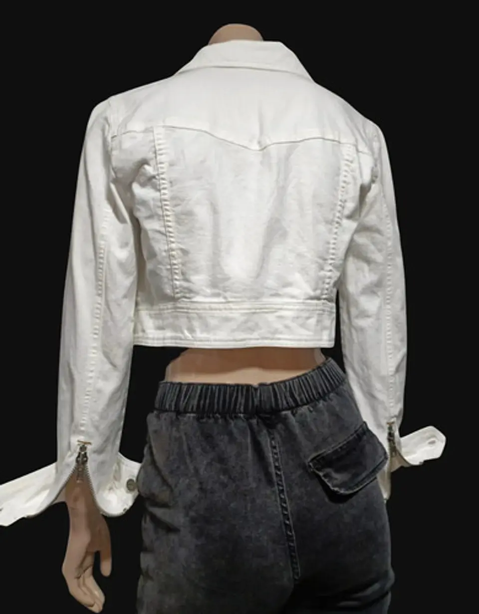 Chaqueta Mezclilla Blanca Cropped Importada Theory Talla S 5