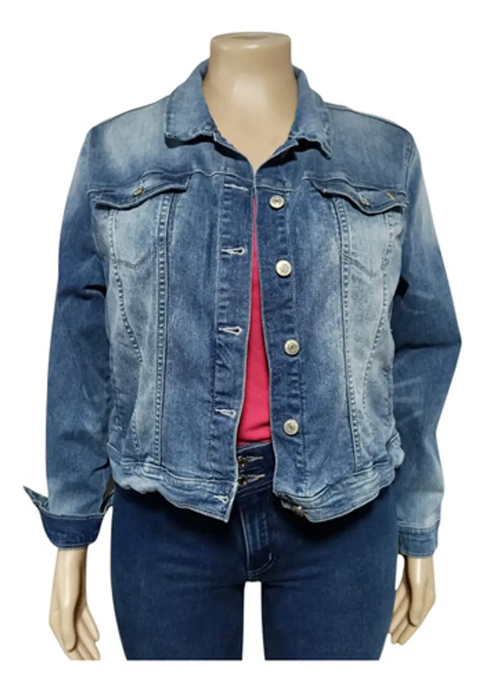 Chaqueta Mezclilla Con Parche Lentejuelas Talla Grande 2xl 4