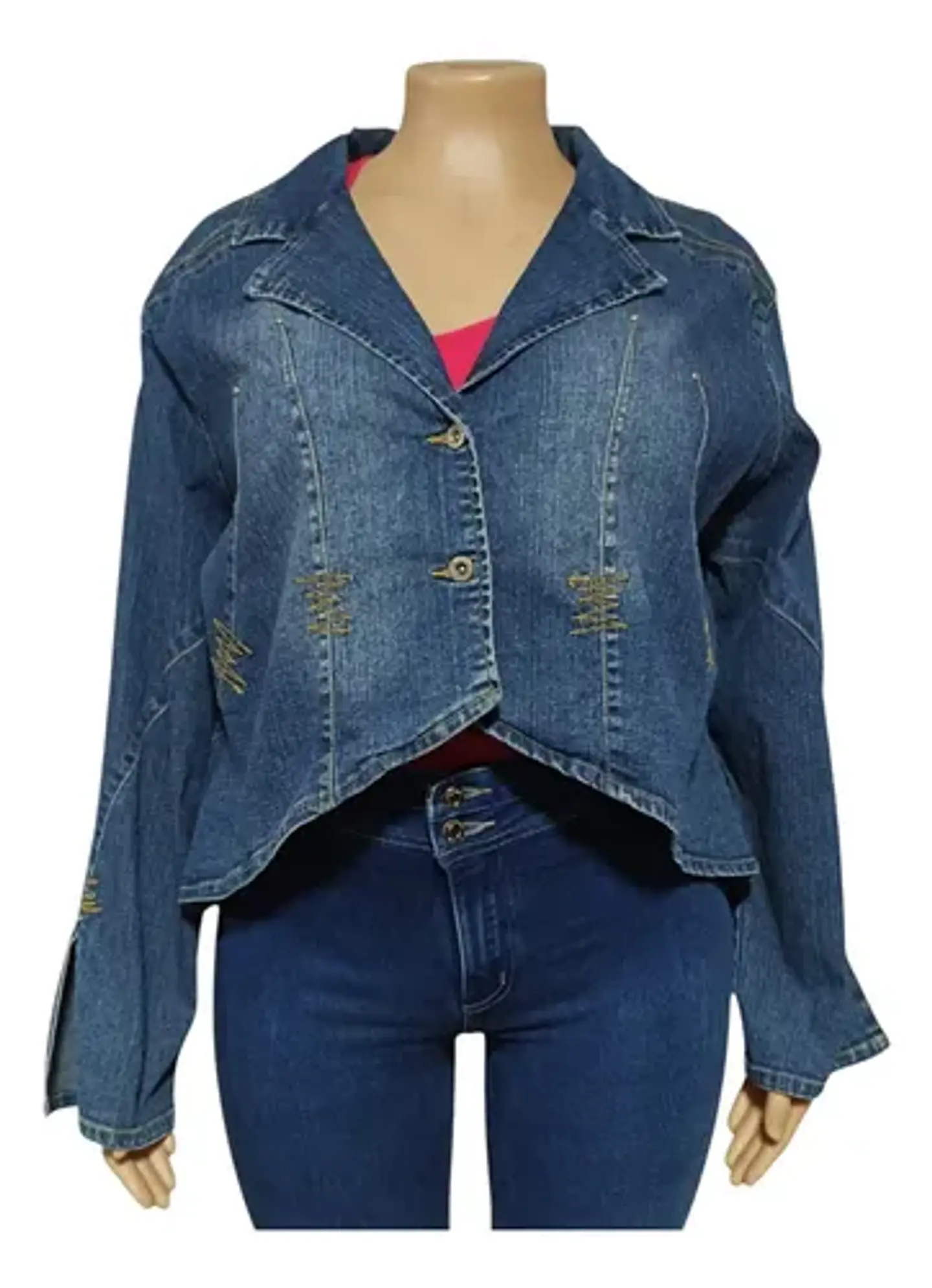 Chaqueta de Mezclilla Tipo Blazer Para Mujer Talla Grande 3XL 2