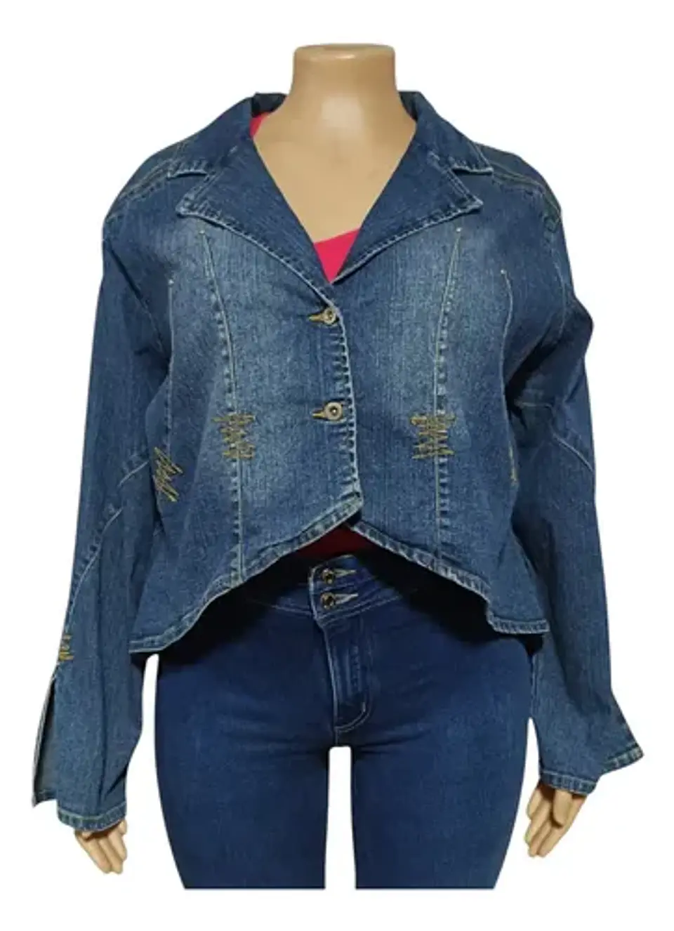 Chaqueta de Mezclilla Tipo Blazer Para Mujer Talla Grande 3XL 2