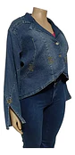 Chaqueta de Mezclilla Tipo Blazer Para Mujer Talla Grande 3XL - Miniatura 3