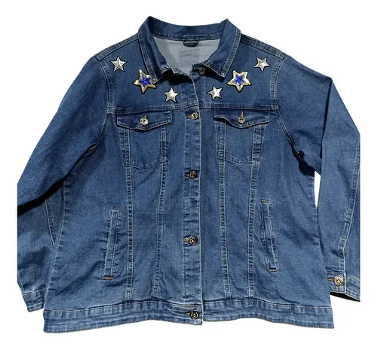Chaqueta Mezclilla Alas Y Ojo Turco De Lentejuelas Xl - 2xl 4