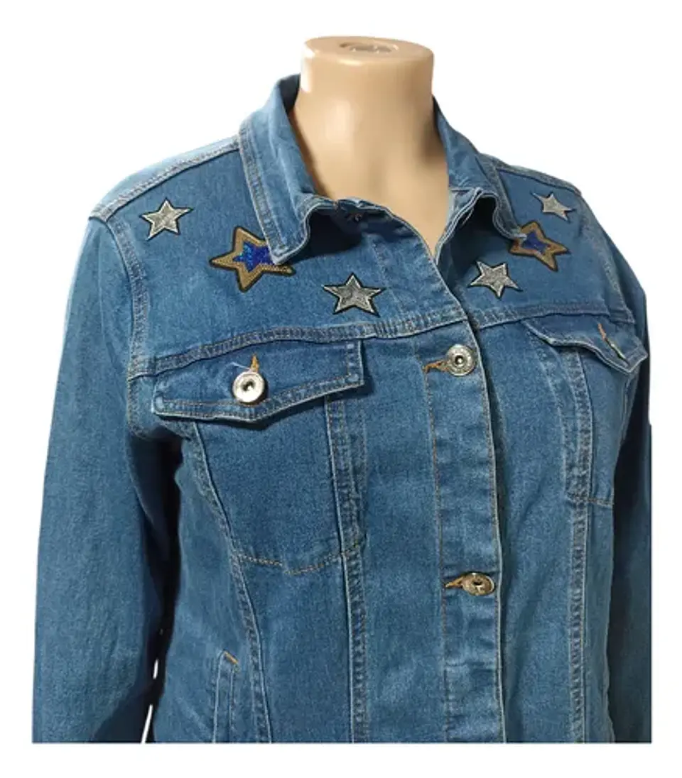 Chaqueta Mezclilla Alas Y Ojo Turco De Lentejuelas Xl - 2xl 7