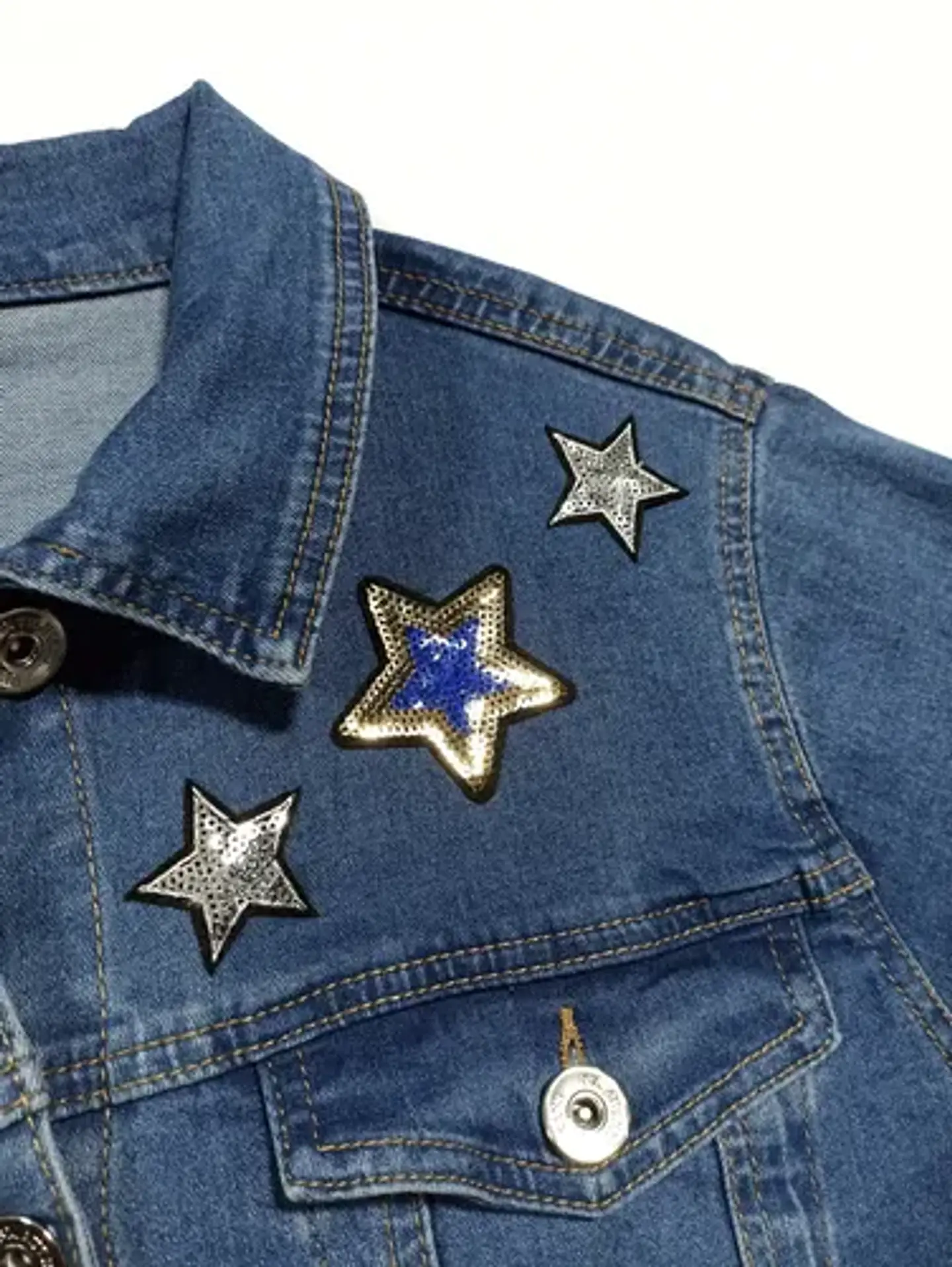 Chaqueta Mezclilla Alas Y Ojo Turco De Lentejuelas Xl - 2xl 10