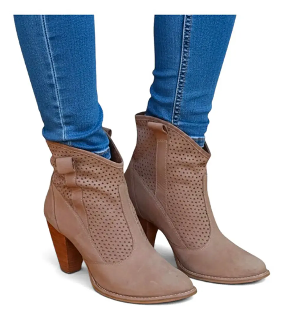 Botín Esprit De Cuero Calado Y Taco De Madera - Talla 40 1