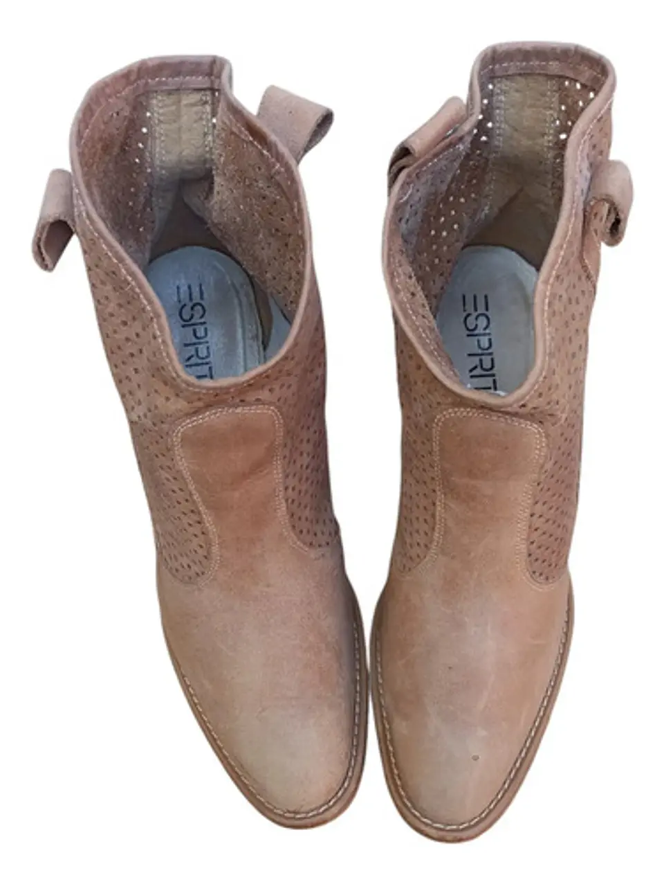 Botín Esprit De Cuero Calado Y Taco De Madera - Talla 40 3