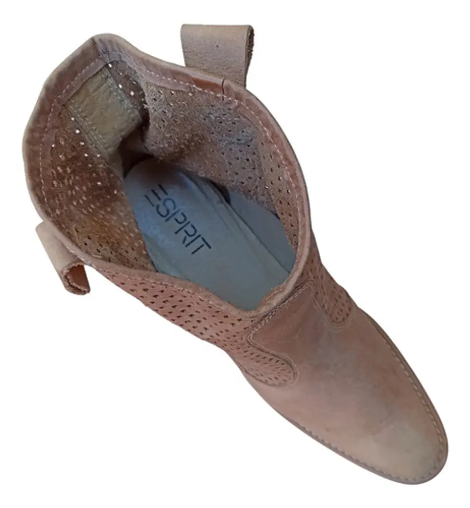 Botín Esprit De Cuero Calado Y Taco De Madera - Talla 40 6