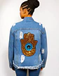 Chaqueta Mezclilla Unisex Roturas Y Mano De Hasma Lentejuela - Miniatura 1