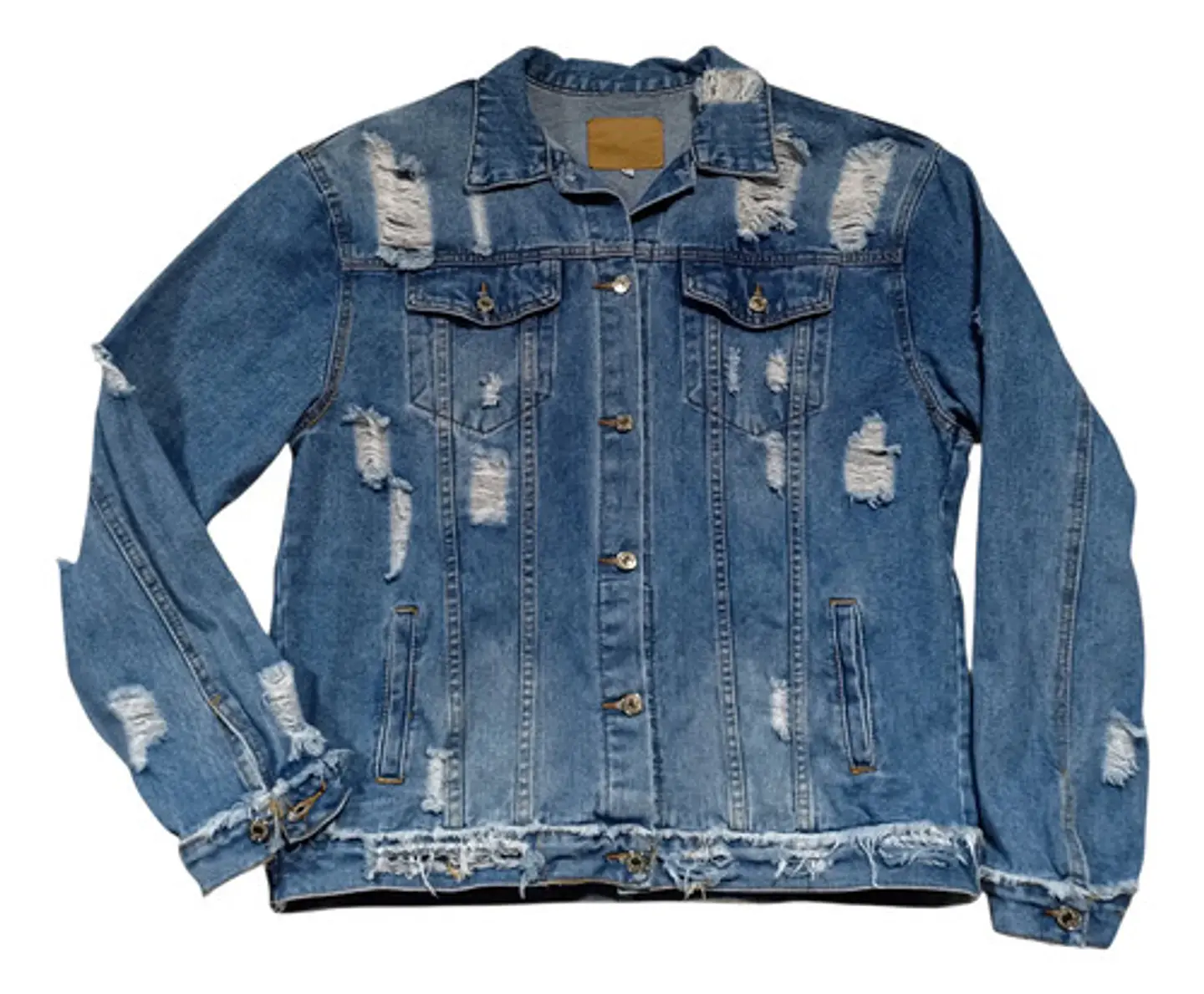 Chaqueta Mezclilla Unisex Roturas Y Mano De Hasma Lentejuela 6