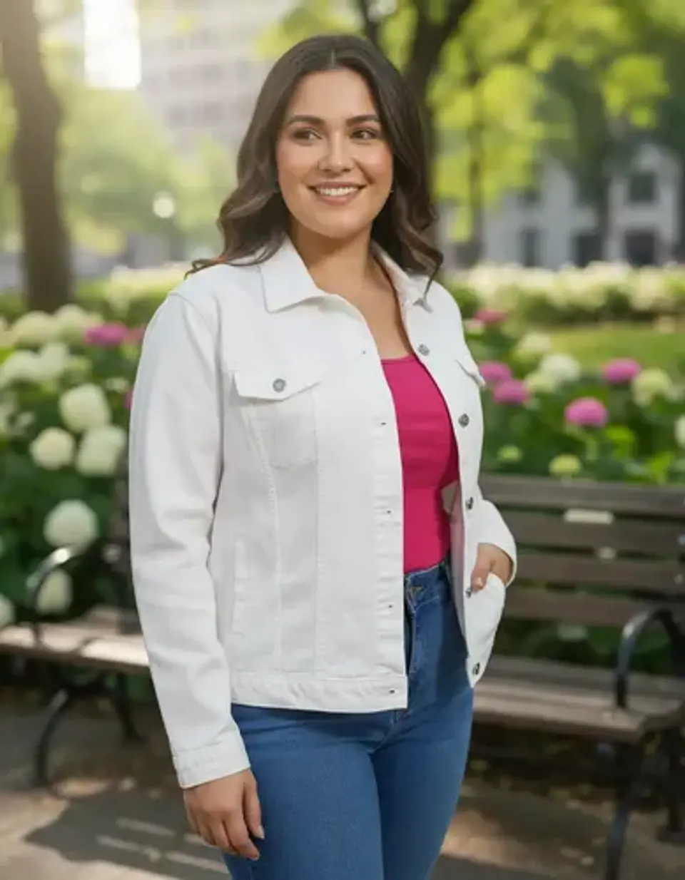 Chaqueta De Mezclilla Blanca Crossroads Talla Xl - 2xl 1