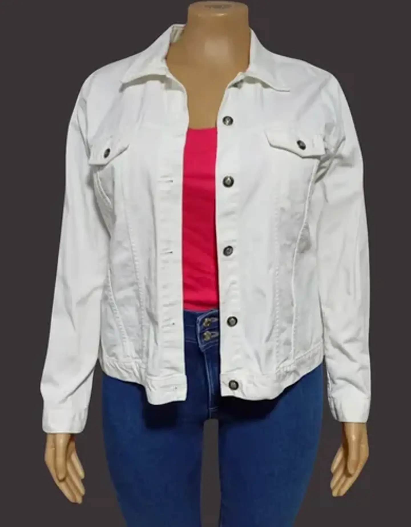 Chaqueta De Mezclilla Blanca Crossroads Talla Xl - 2xl 3