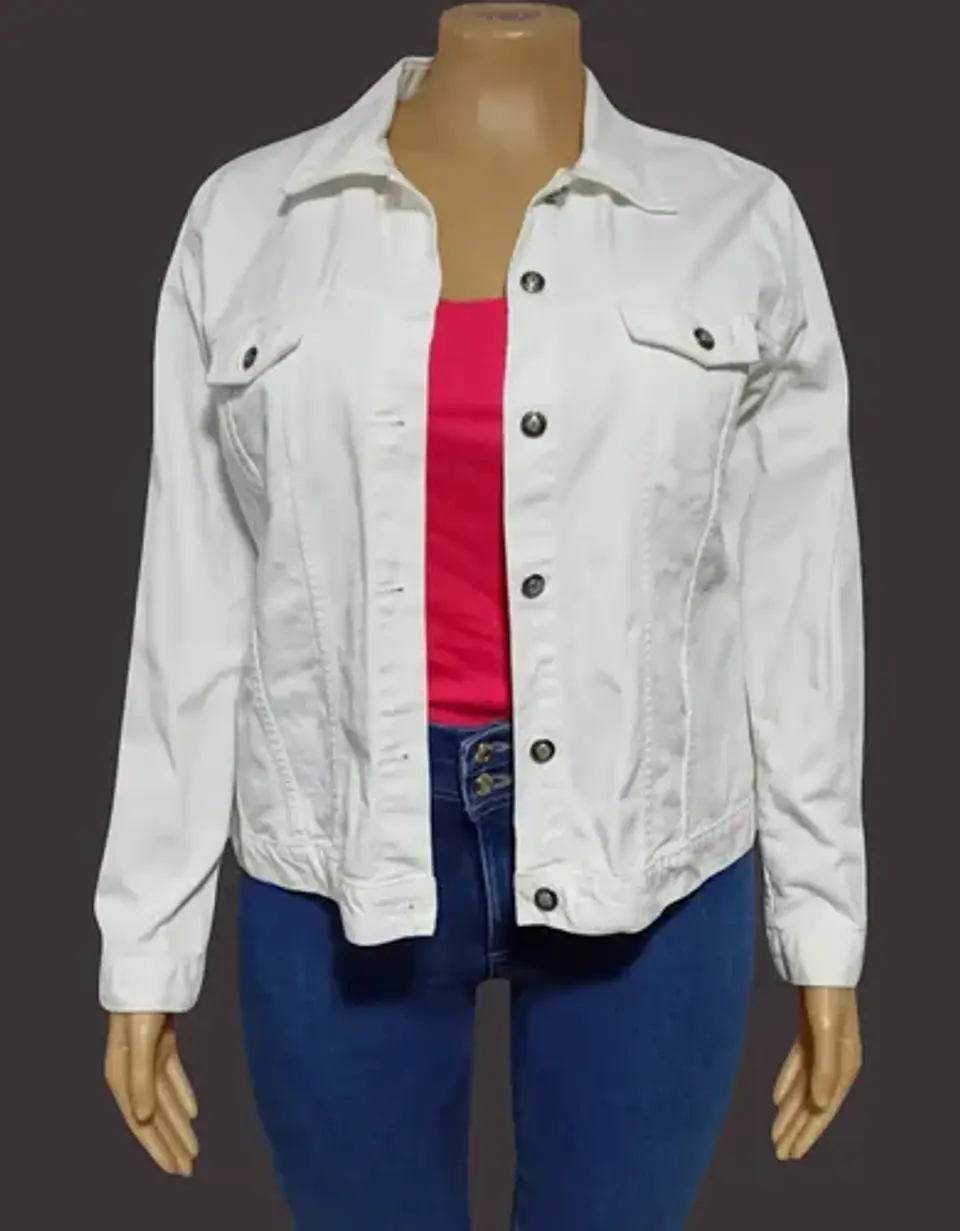 Chaqueta De Mezclilla Blanca Crossroads Talla Xl - 2xl 3