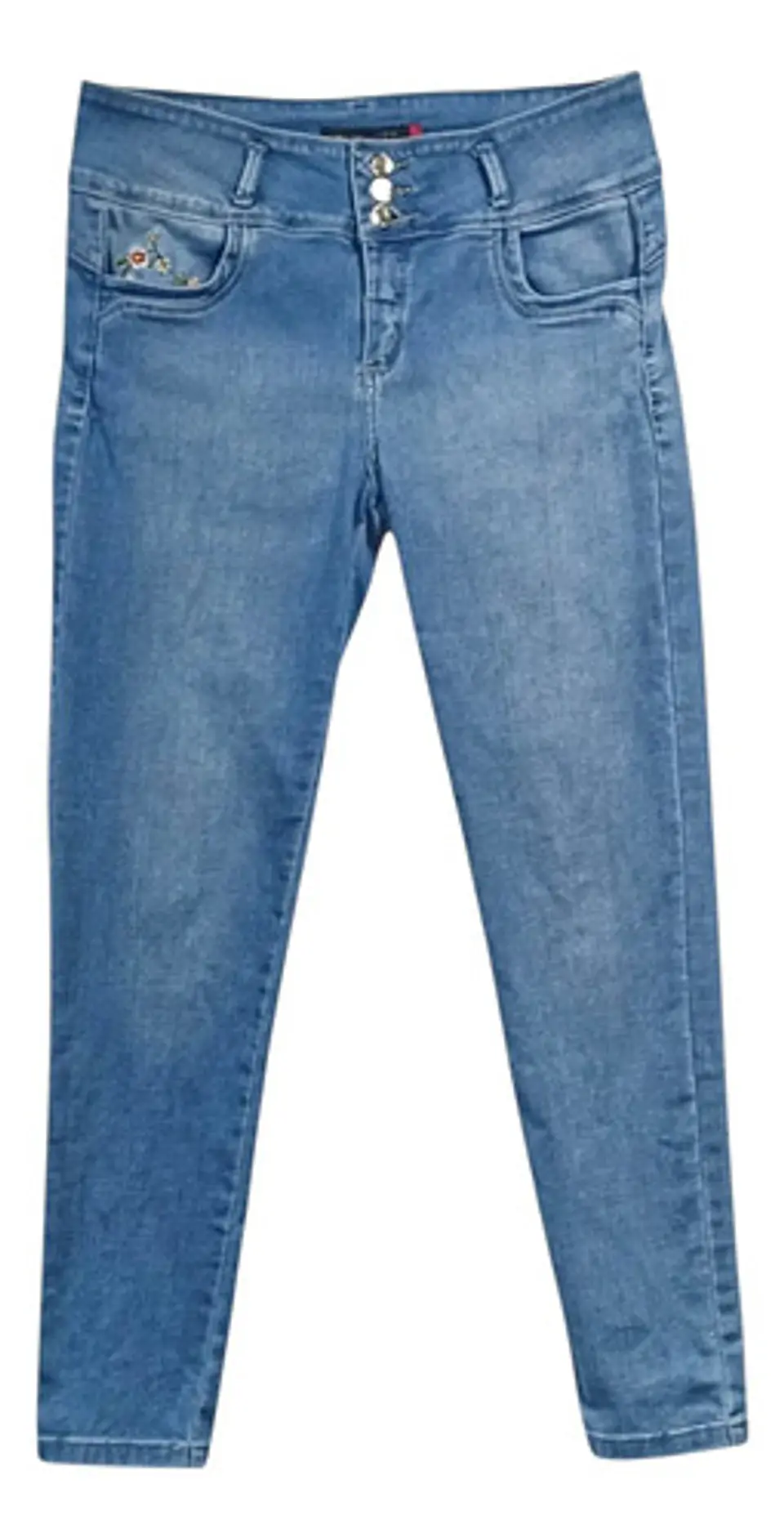 Jeans Mossimo Push Up Tiro Medio Bordado Floral Talla 44 2