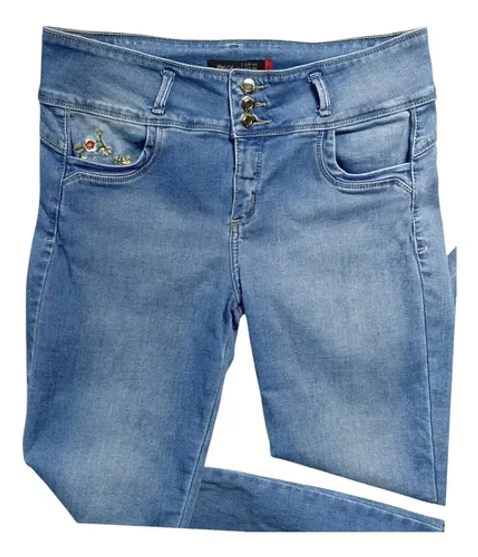 Jeans Mossimo Push Up Tiro Medio Bordado Floral Talla 44 3