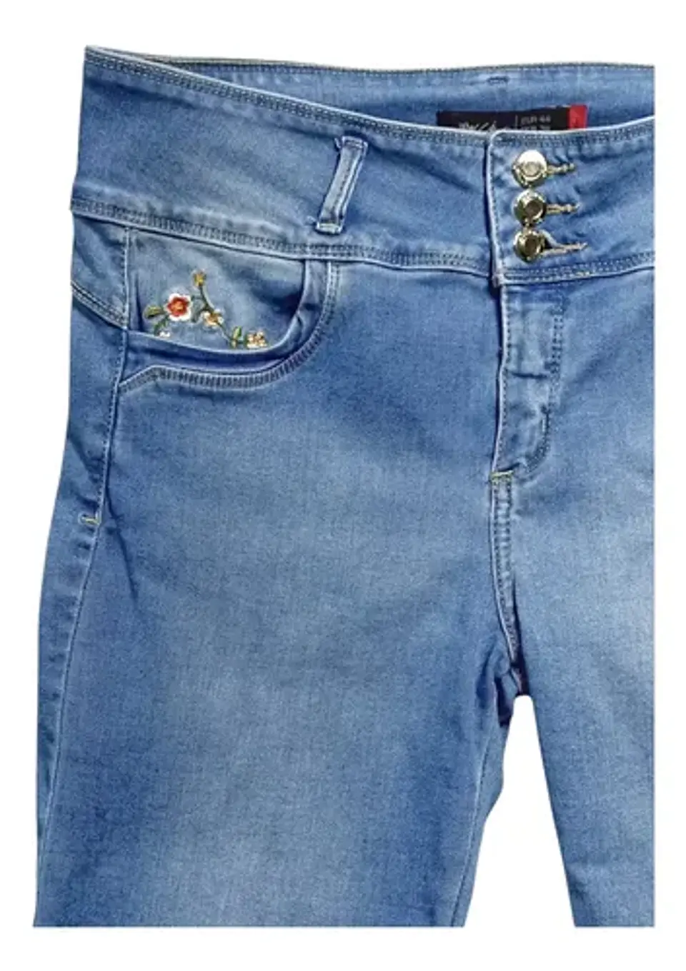 Jeans Mossimo Push Up Tiro Medio Bordado Floral Talla 44 4