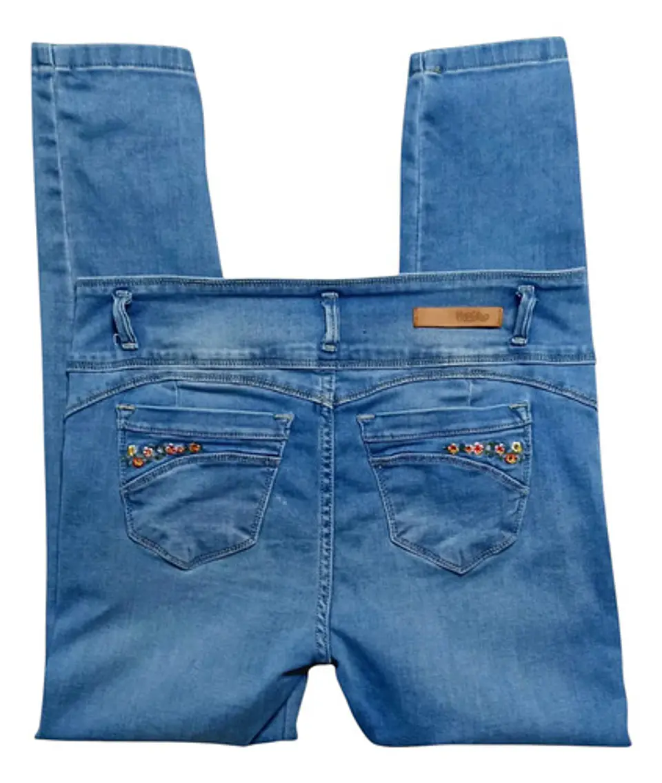 Jeans Mossimo Push Up Tiro Medio Bordado Floral Talla 44 5