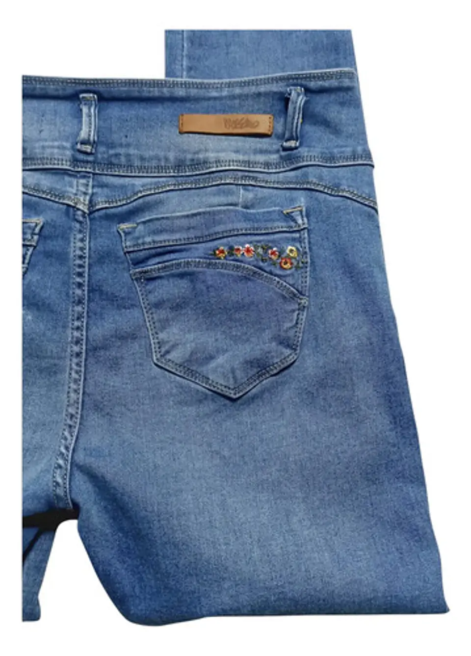 Jeans Mossimo Push Up Tiro Medio Bordado Floral Talla 44 6