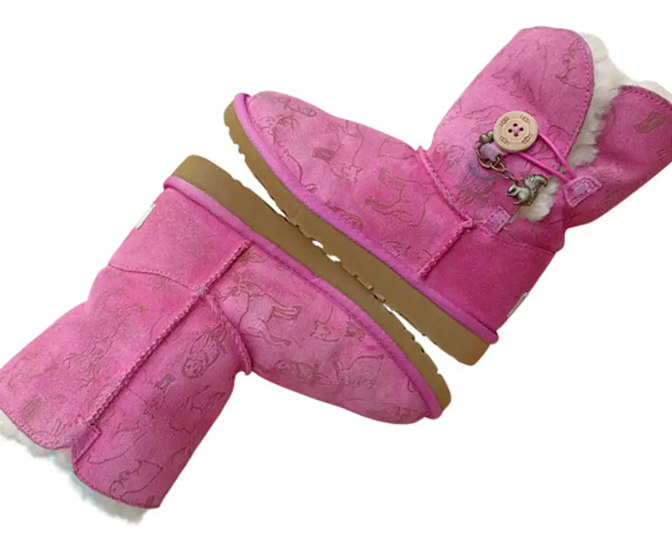 Botas UGG Fauna De Cuero Y Lana De Oveja Para Niñas Talla 32 2