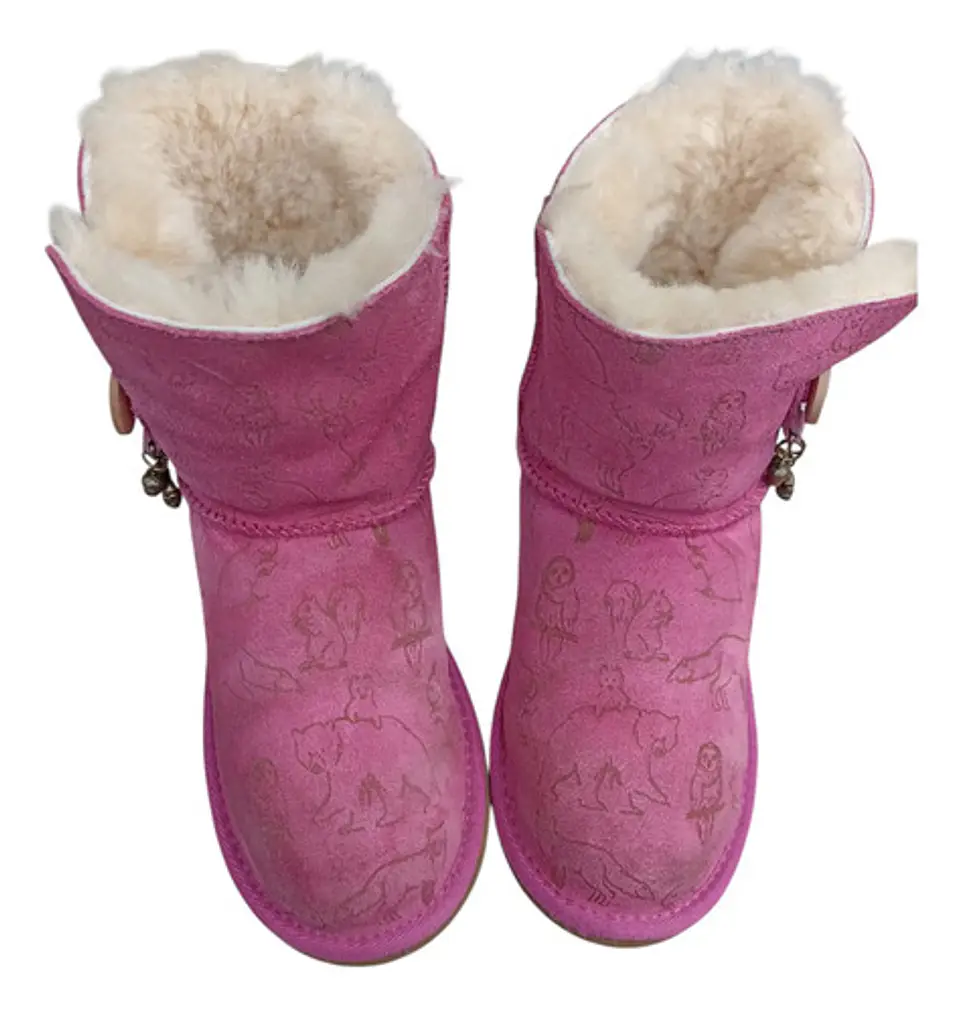 Botas UGG Fauna De Cuero Y Lana De Oveja Para Niñas Talla 32 3