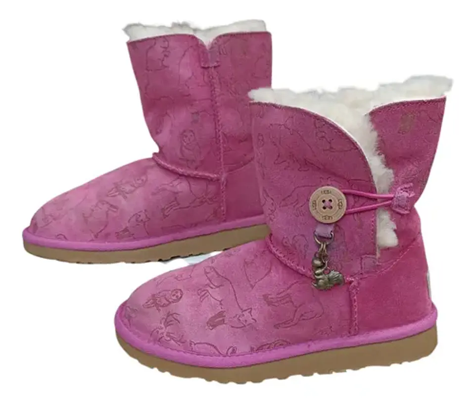 Botas UGG Fauna De Cuero Y Lana De Oveja Para Niñas Talla 32 4