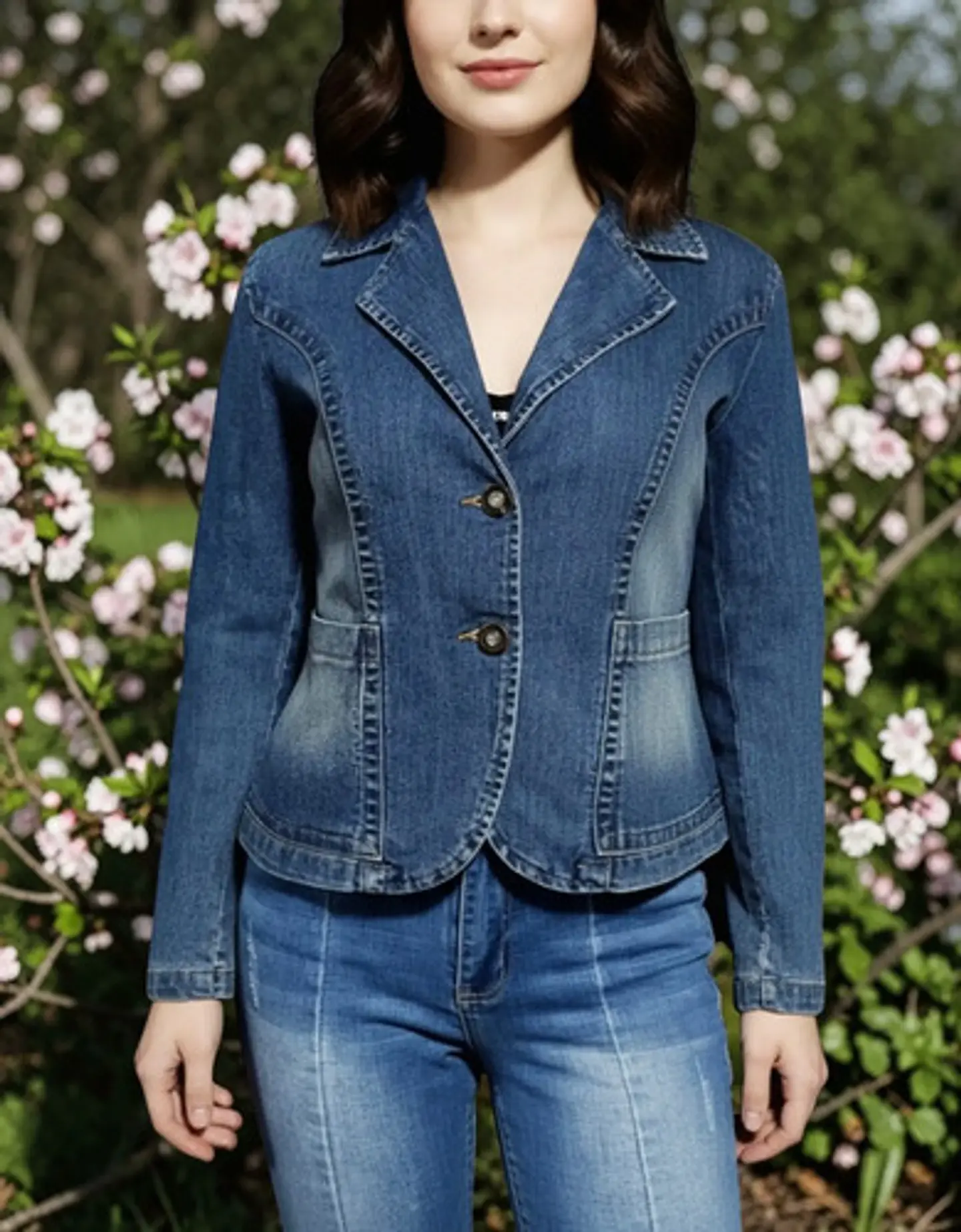 Chaqueta de Mezclilla Tipo Blazer Entallado - Talla XL 1