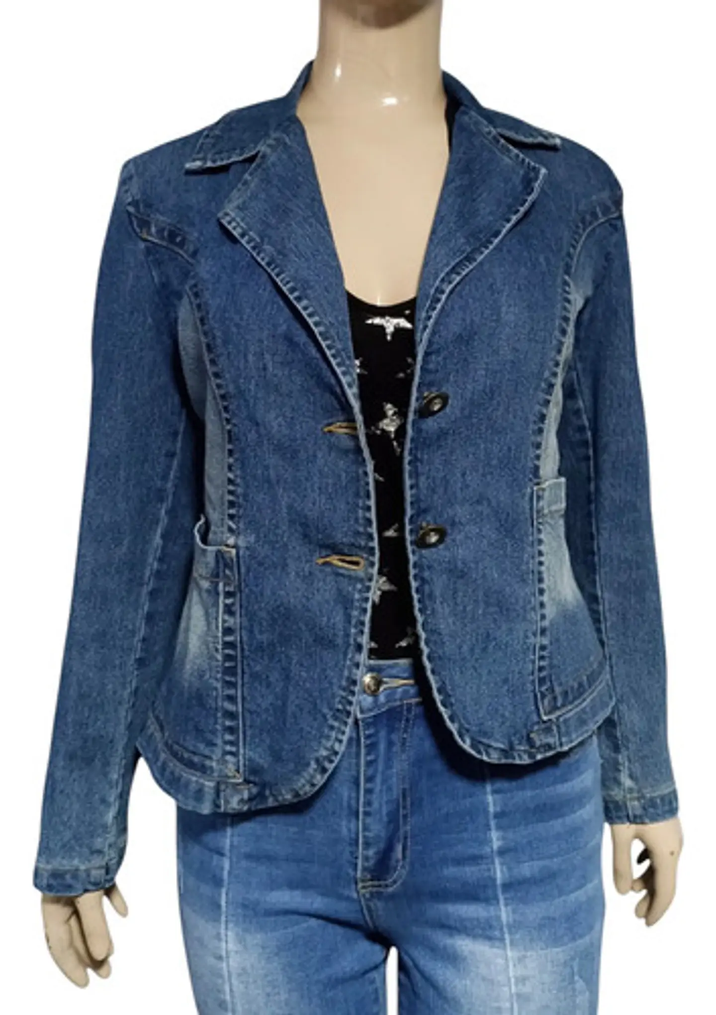 Chaqueta de Mezclilla Tipo Blazer Entallado - Talla XL 3