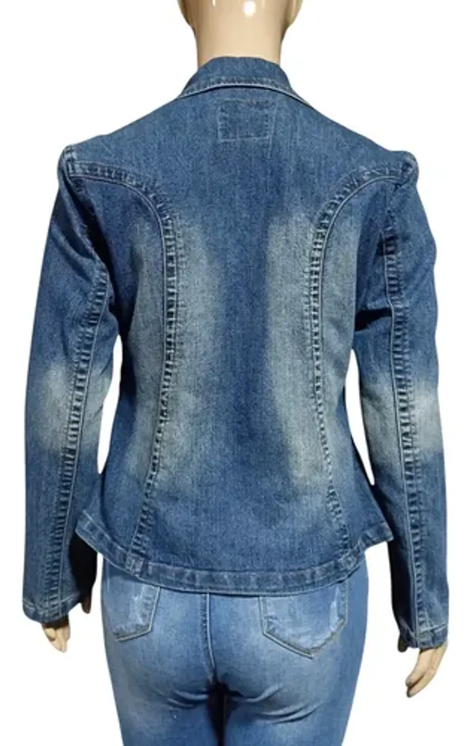 Chaqueta de Mezclilla Tipo Blazer Entallado - Talla XL 4