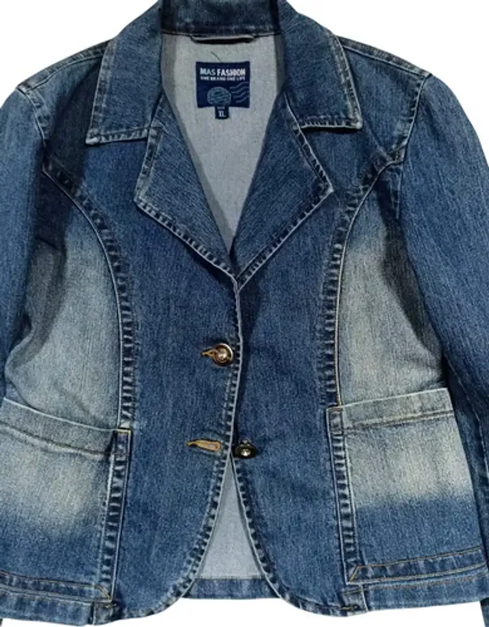 Chaqueta de Mezclilla Tipo Blazer Entallado - Talla XL 6