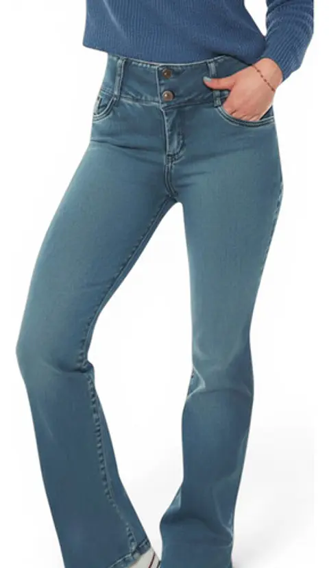 Jeans Wados Rectos Push Up Tiro Alto Pretina Ancha Talla 42