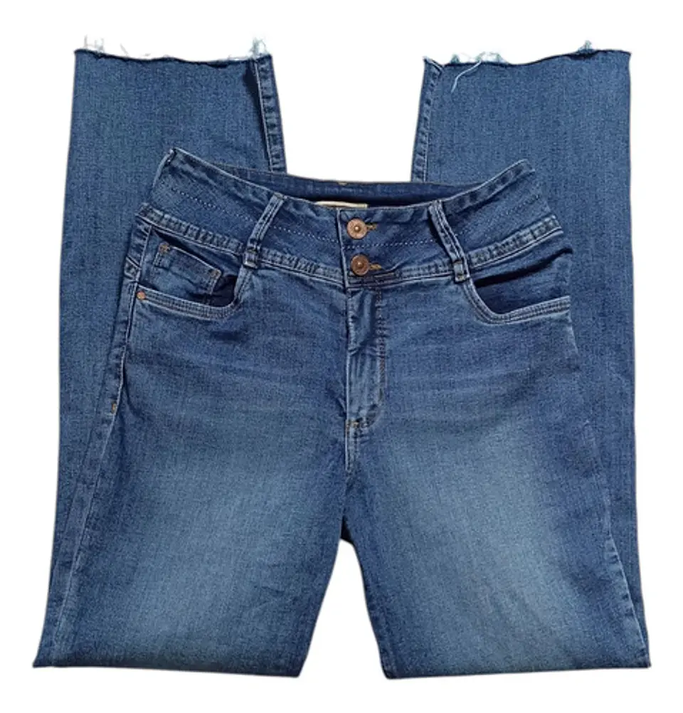 Jeans Wados Rectos Push Up Tiro Alto Pretina Ancha Talla 42 3