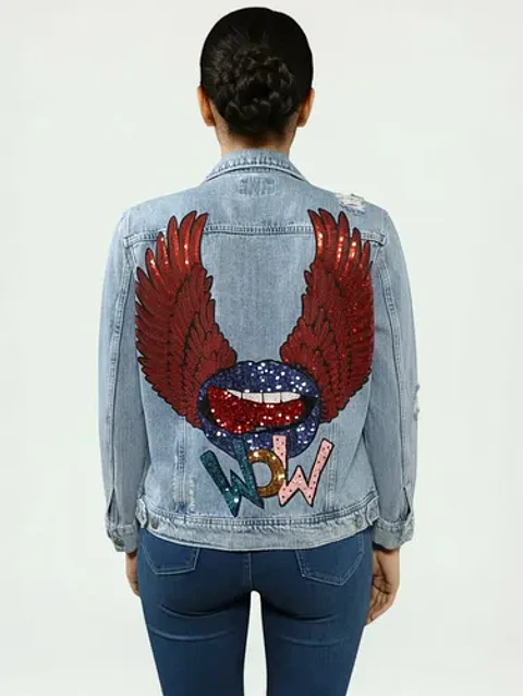 Chaqueta Mezclilla Old Navy Con Alas De Lentejuelas Talla Xl