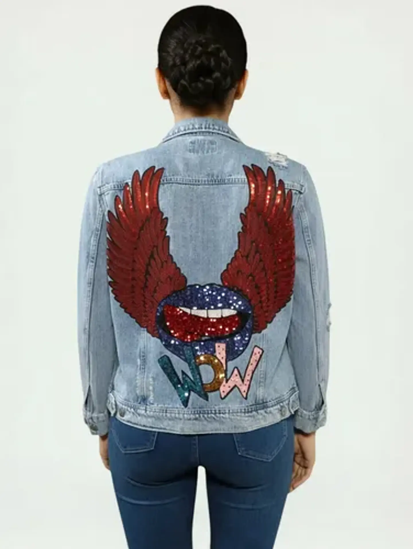 Chaqueta Mezclilla Old Navy Con Alas De Lentejuelas Talla Xl 1
