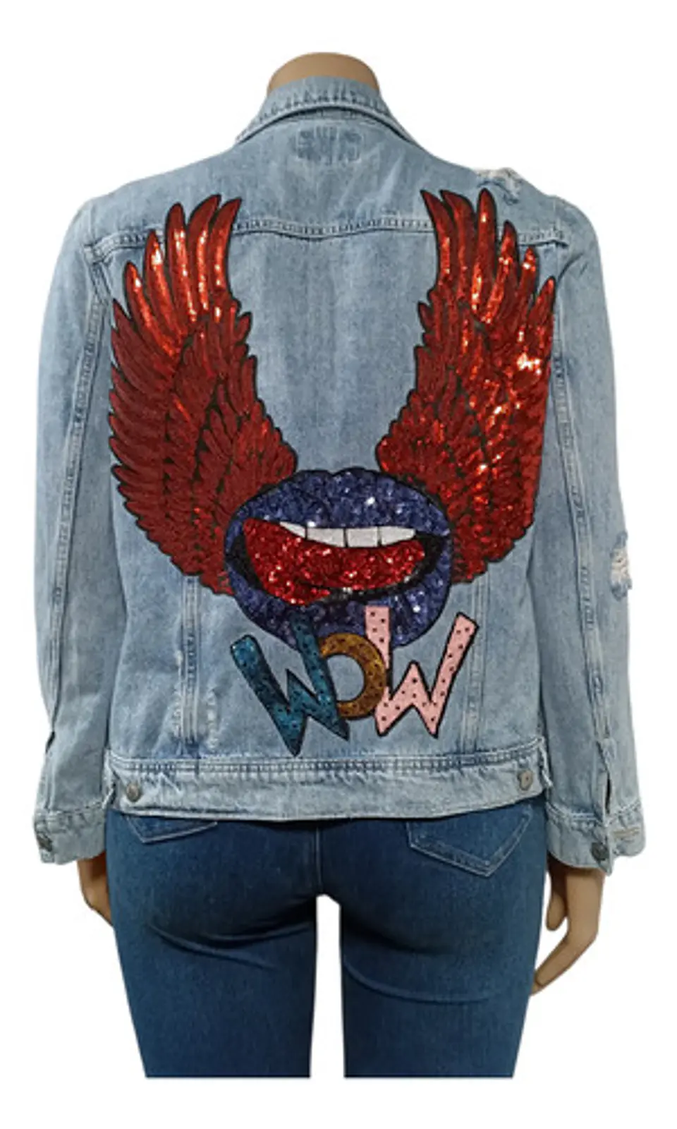 Chaqueta Mezclilla Old Navy Con Alas De Lentejuelas Talla Xl 3