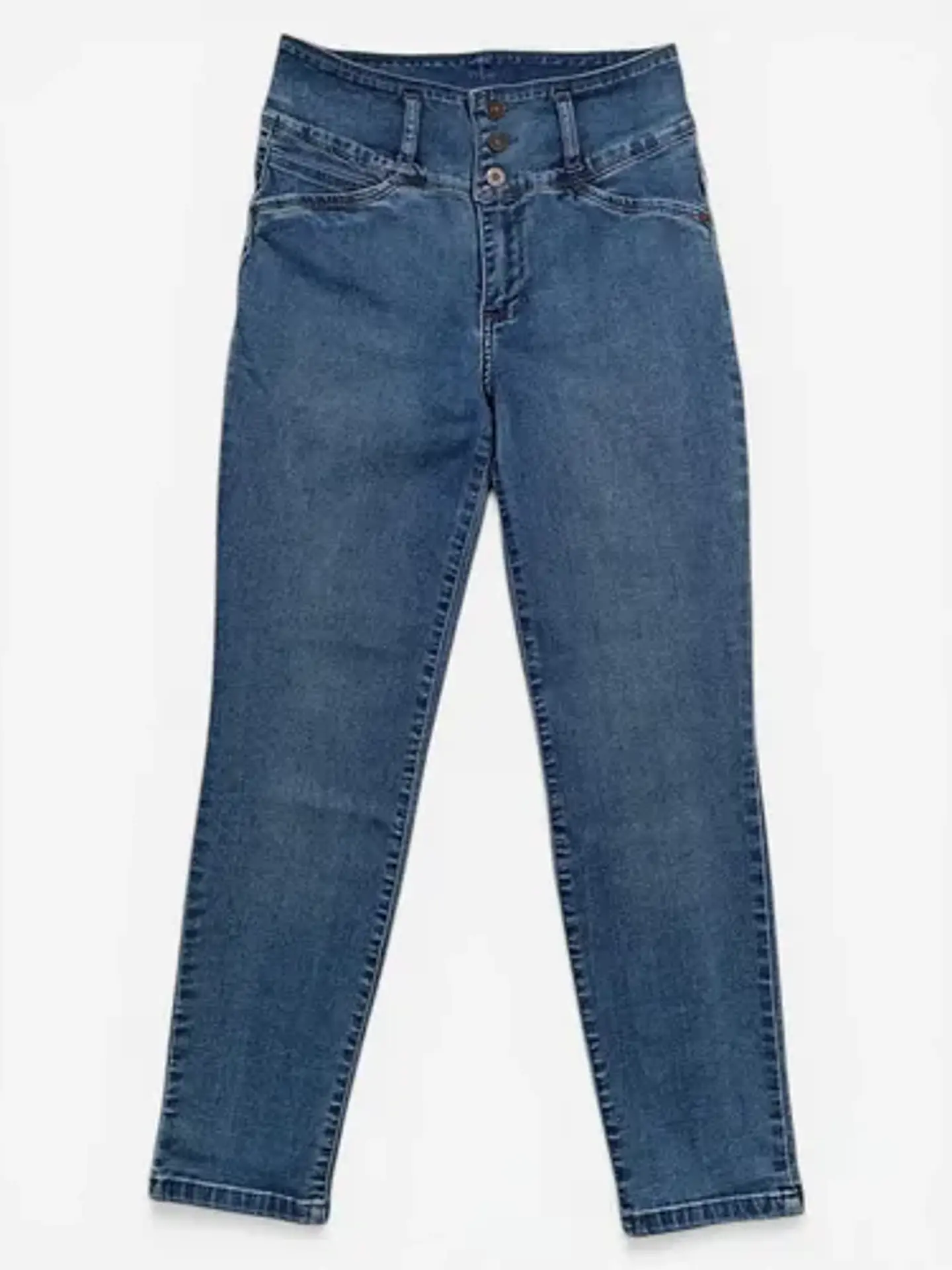 Jeans Wados Ajustados Tiro Alto Pretina 3 Botones Talla 42 2
