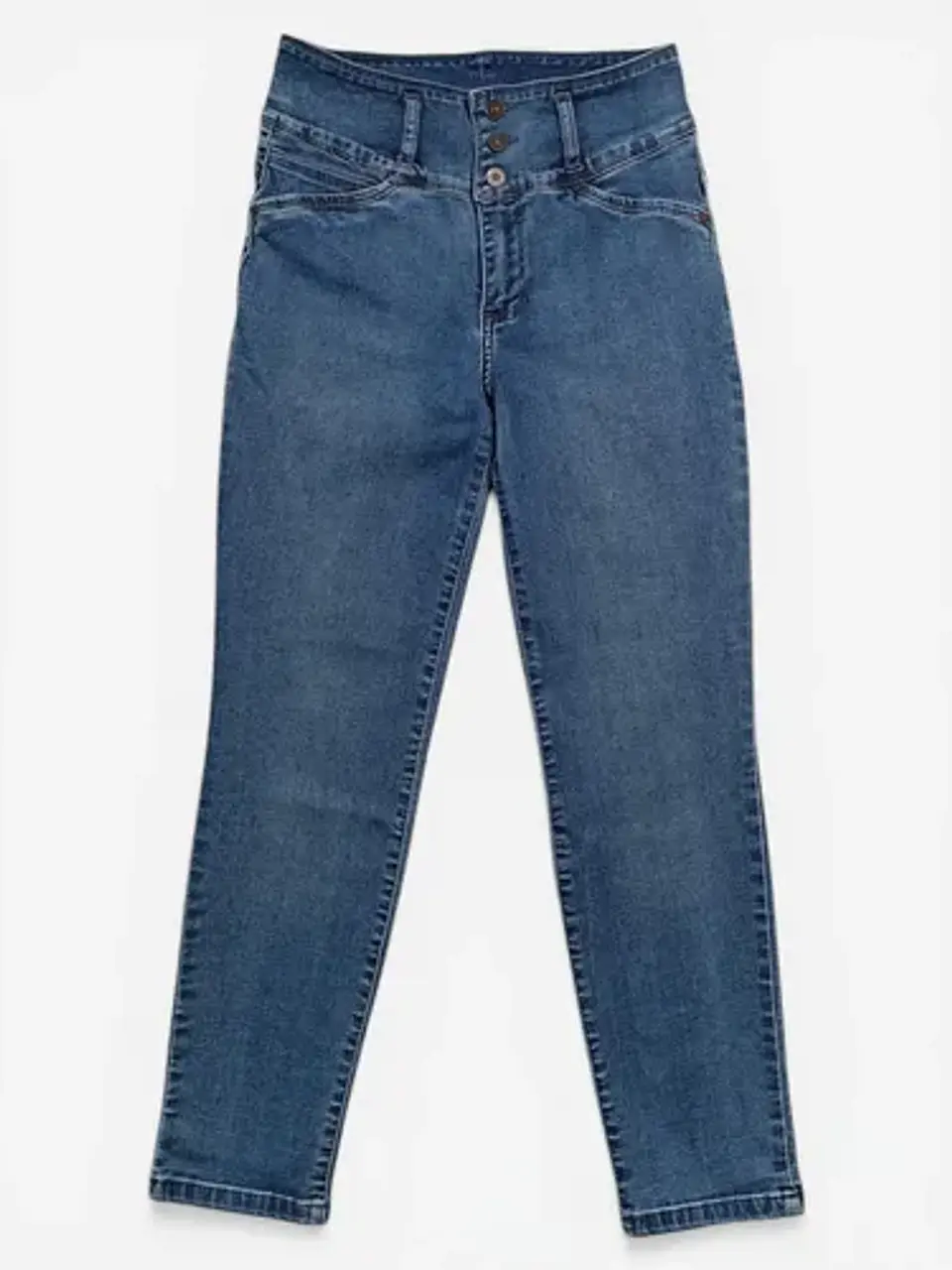 Jeans Wados Ajustados Tiro Alto Pretina 3 Botones Talla 42 2