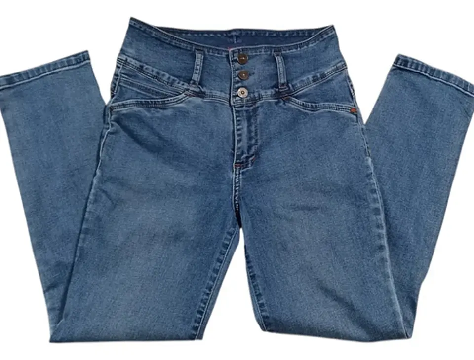 Jeans Wados Ajustados Tiro Alto Pretina 3 Botones Talla 42 4