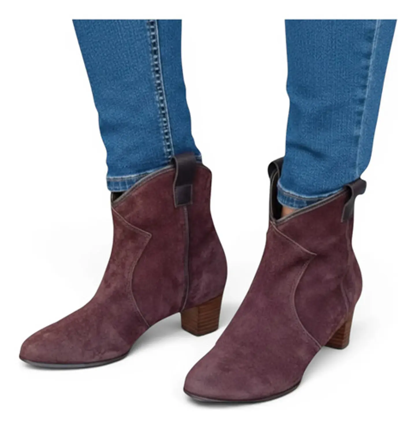Botín Importado Cuero Gamuza Burdeo Estilo Cowboy - Talla 39 2