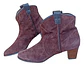 Botín Importado Cuero Gamuza Burdeo Estilo Cowboy - Talla 39 - Miniatura 3